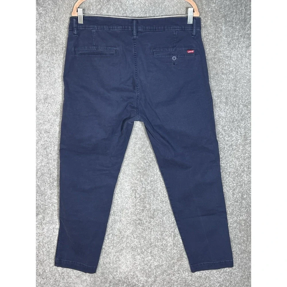 Levis XX Chino Pants Standard Taper Mens Size 34x29 Navy Blue Stretch 5 Pocket